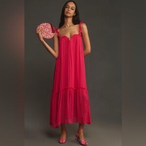 BY ANTHROPOLOGIE SLEEVELESS CHIFFON MIDI DRESS